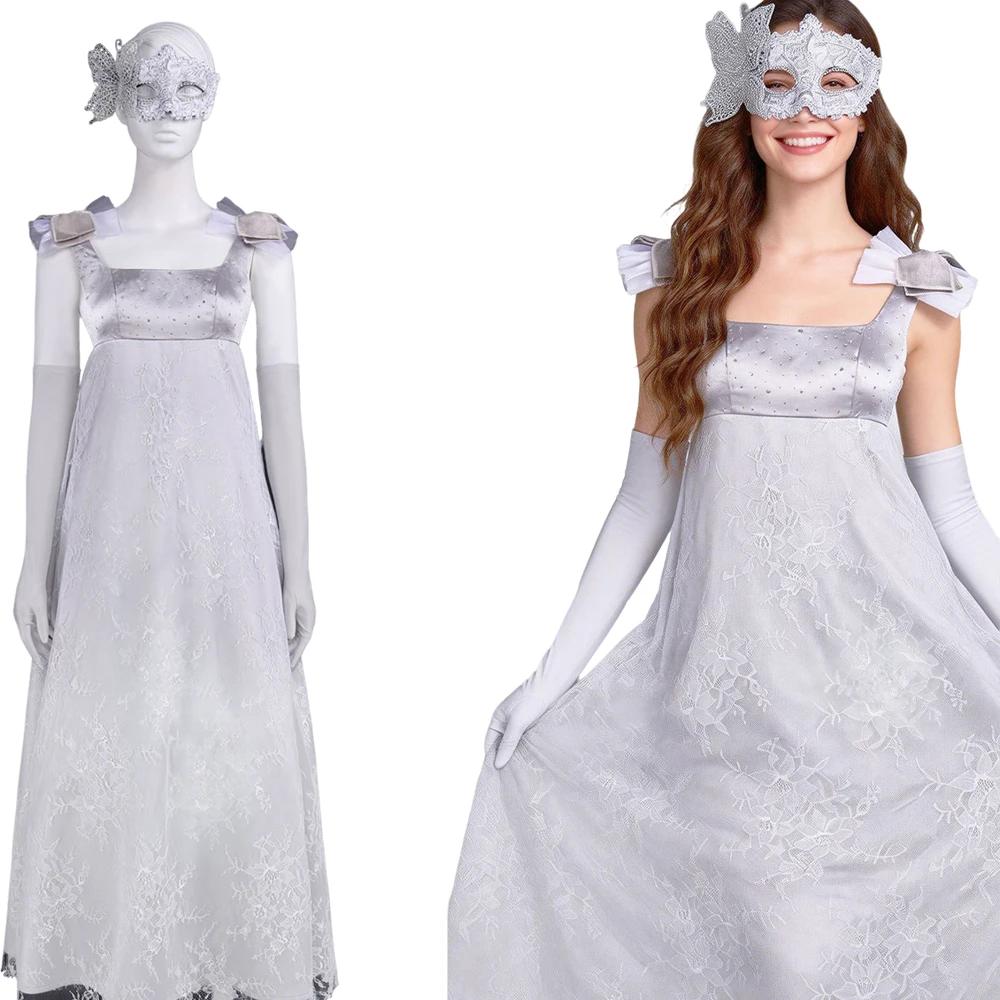 

Halloween Carnival Fantasia Sophie Beckett Cosplay Costume Role-playing Clothing Eyemask Women Masquerade Ball Dress Set