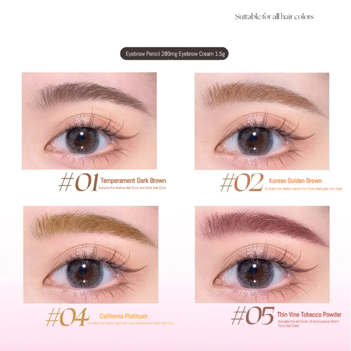 Arrebol EYEBROW رأس مزدوج - لون طبيعي للحواجب البرية، تعريف الجذر إلى الجذر، ثلاثي الأبعاد مقاوم للماء والعرق، طوال اليوم، يدوم طويلاً