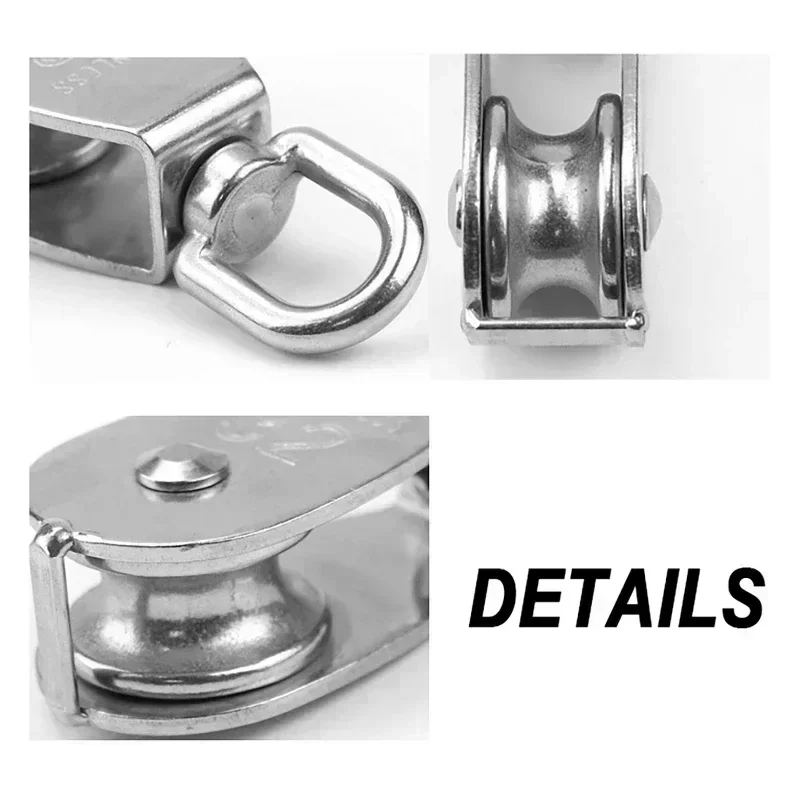10 Pcs Stainless Steel Wire Rope Crane Pulley Block M25 Lifting Crane Swivel Hook Single Pulley Block Hanging Wire Towing Wheel