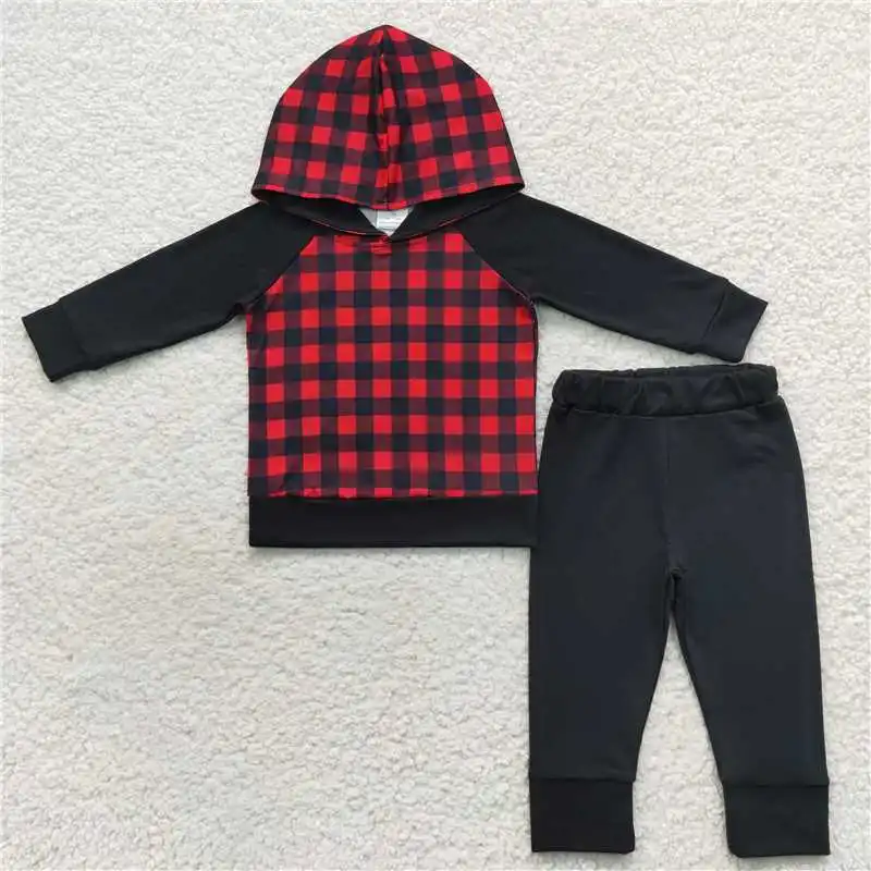 Wholesale Boys Autumn And WWinter Hooded Long-Sleeved Trousers Suit Multi-Element Pattern Printed Small Animals In Bright Colors