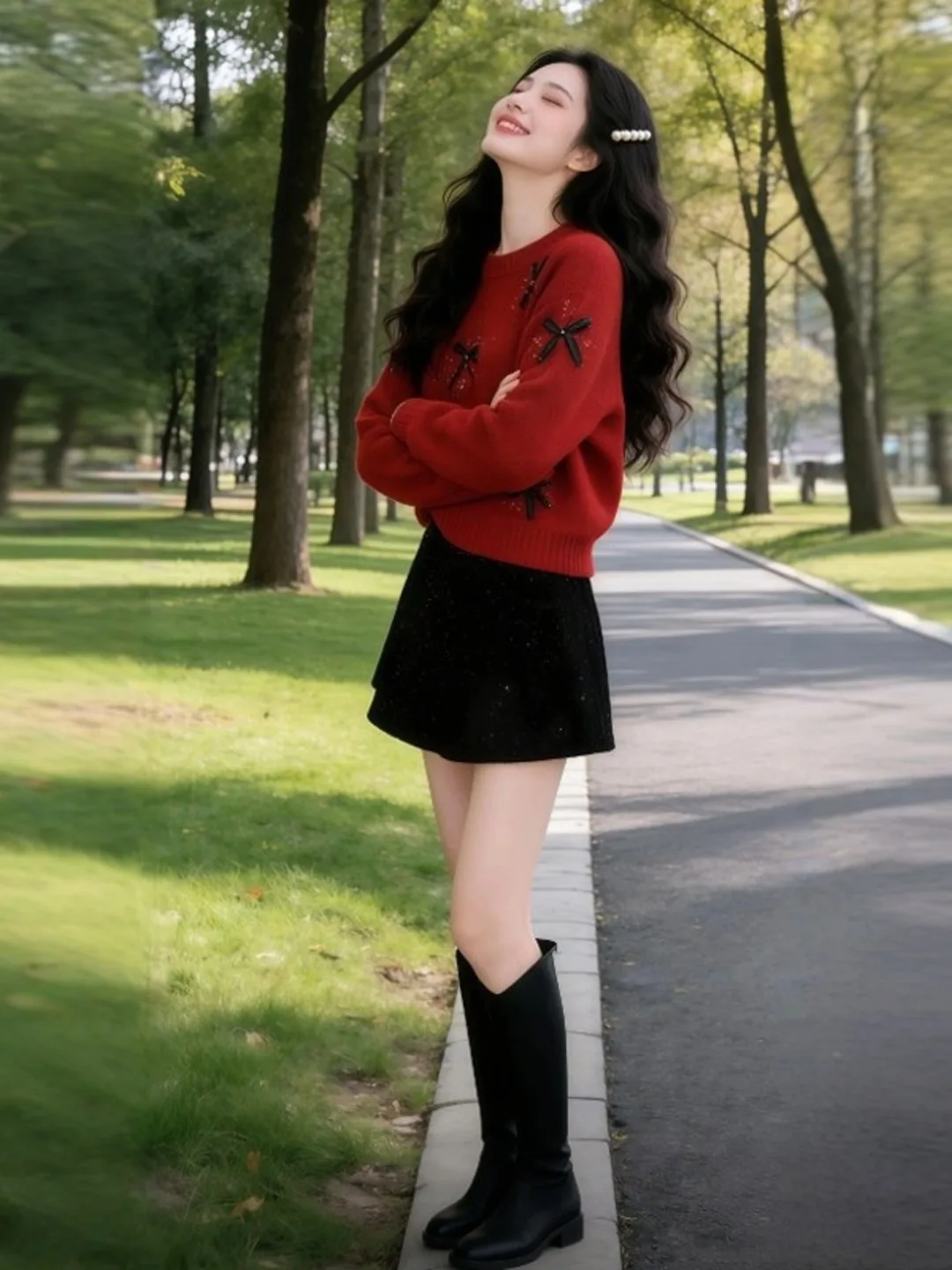 

Модный весенний топ Laid-ba Sle Unique Red, круглый вырез, для небольших размеров, повседневная одежда для прогулок, бизнеса и путешествий