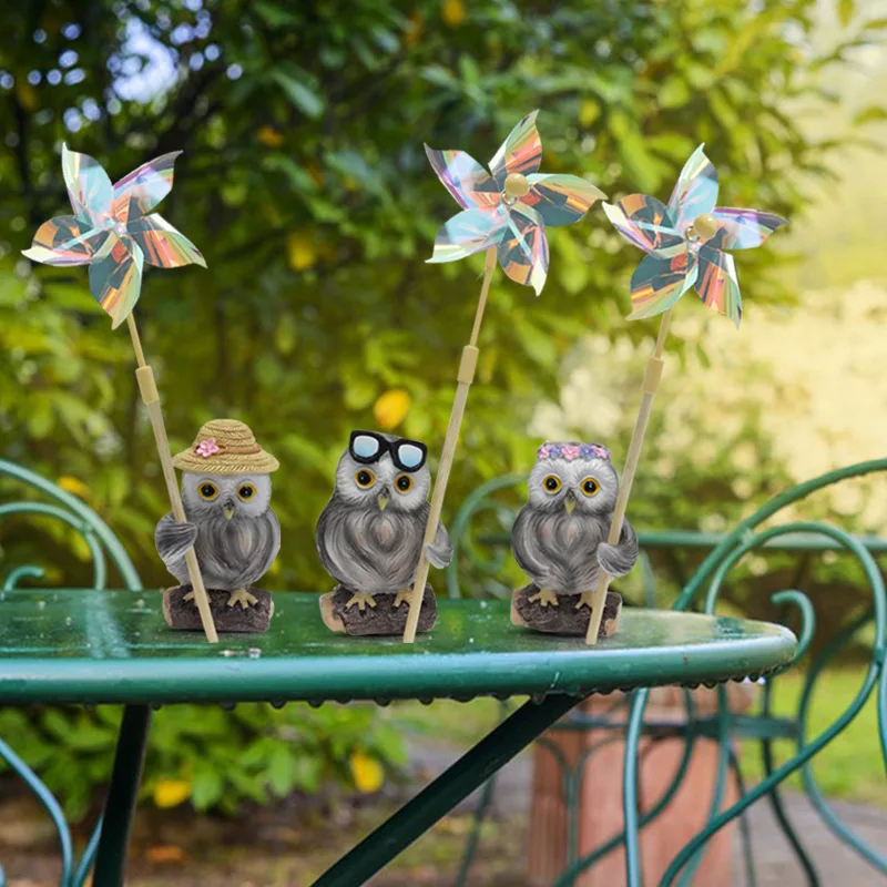 

New Creative Owl Three Sets of Resin Crafts Decorations Outdoor Garden Courtyard Verandahs Bonsai Ornaments Home Furnishings