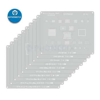 Plantillas de reparación DIYPHONE BGA para iPhone 16 16Plus 15 14Pro 13 13mini 12 11 Pro Max CPU IC Chip estaño plantación red de soldadura
