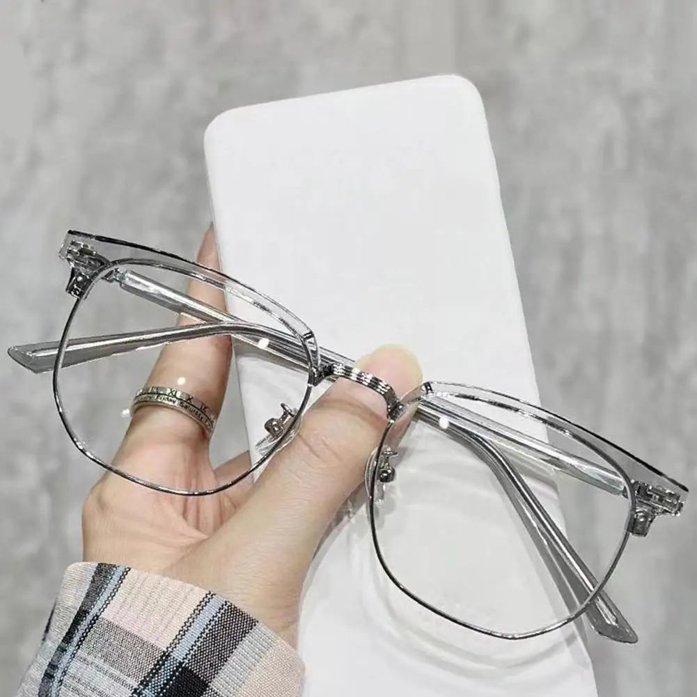 Simple Semi Rimless Anti Blue Light Blocking Glasses Ray Eyeglasses Big Filter Men Women Goggle Frame Computer Square Spect K8R8