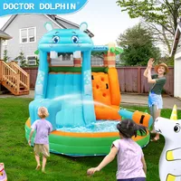 Doctor Dolphin Custom Thicket Elephant Jumping House With Water Slide And Pool Bounce Castle Inflatable Bouncing House For Kid