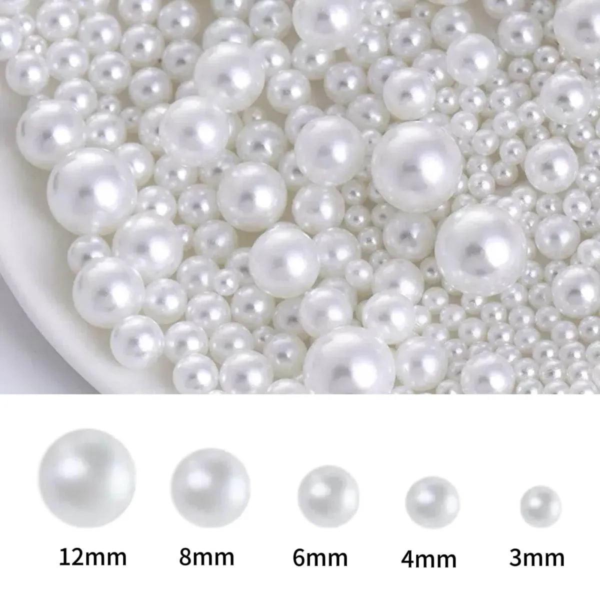 50 قطعة الاصطناعي مقلد الأبيض اللؤلؤ مسمار الفن زينة ثلاثية الأبعاد الأبيض النقي مثقوب اللؤلؤ اللؤلؤ مسمار السحر ل عقد دي اي واي الأظافر #2