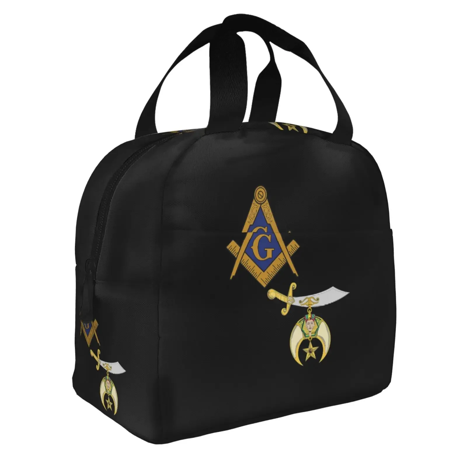 Masonic And Shriners Print Lunch Box Waterproof Thermal Cooler Food Insulated Lunch Bag  For  Portable Picnic Tote Bags