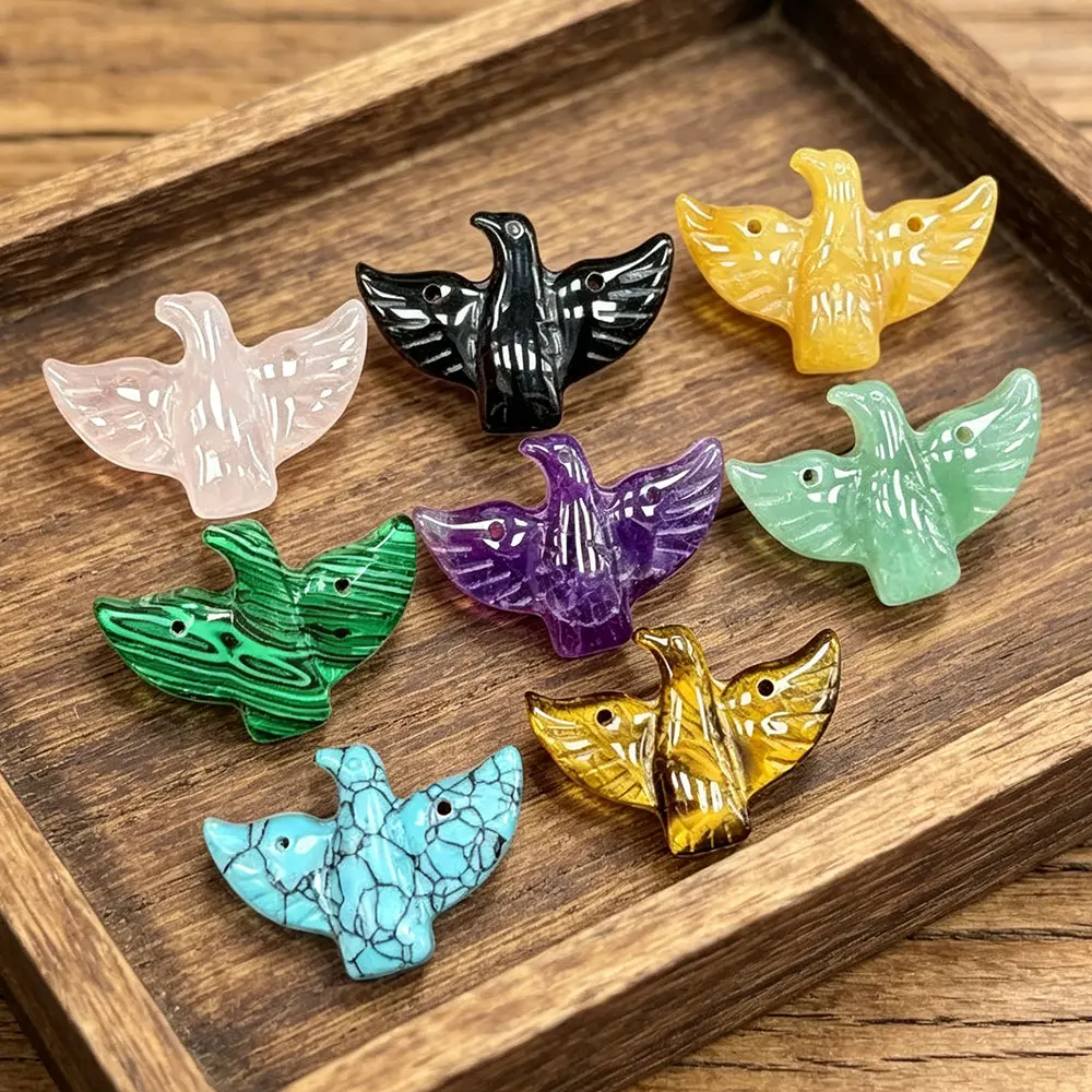 Colgante de águila de piedra preciosas natural reales auténtica para la fabricación de joyas, cristales semipreciosos tallados, amatistas, obsidiana negra, cuarzo rosado ， ojo de tigre amuletos dijes de cuarzo x399
