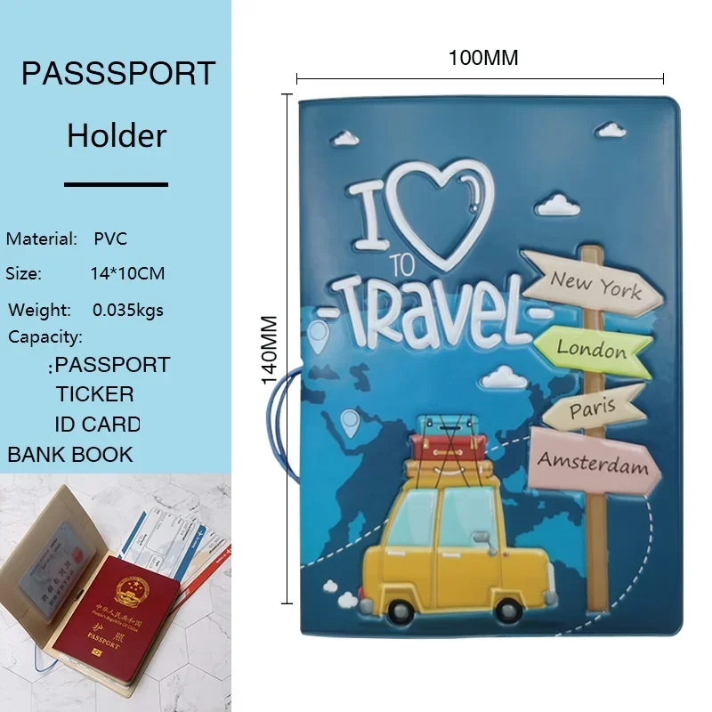 Mode Prägung frauen Passport Abdeckung Druck Mädchen Jungen ID Karte Halter Reise Ticket Passport Fall Drop Shipping – Detail 2