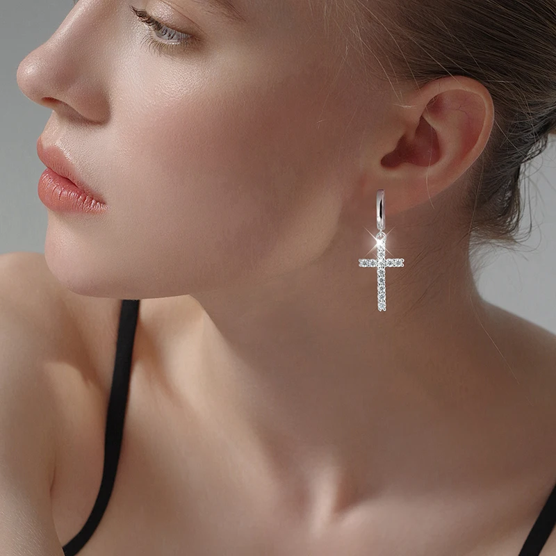 

Серебряные серьги-кольца S925 с покрытием из 18-каратного золота, с крестообразными муассанитами D VVS1, для женщин и мужчин, сертифицированные GRA, круглые, с бриллиантами, свадебный подарок