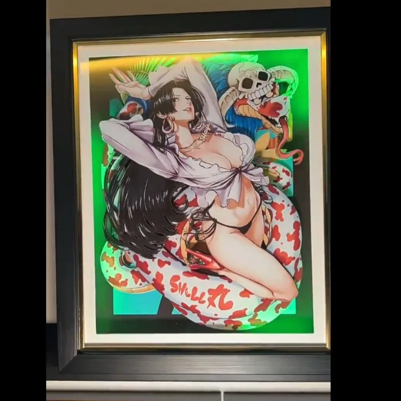 

Pirate Empress 3D Photo Frame Painting Ornaments One Piece Anime Goddess Hand-painted with Lights Paper-cutting Craftsmanship