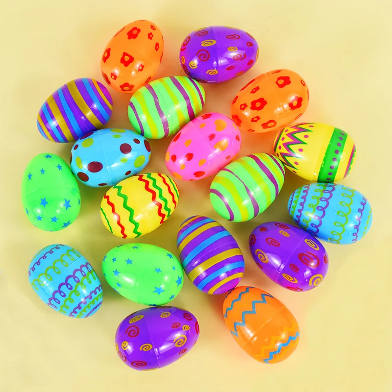 Plastic Fillable Easter Eggs Mix, colorido, feliz Páscoa doces, Chocolate Gift, Toy Box, Festival da Primavera, Decoração do partido, 12pcs