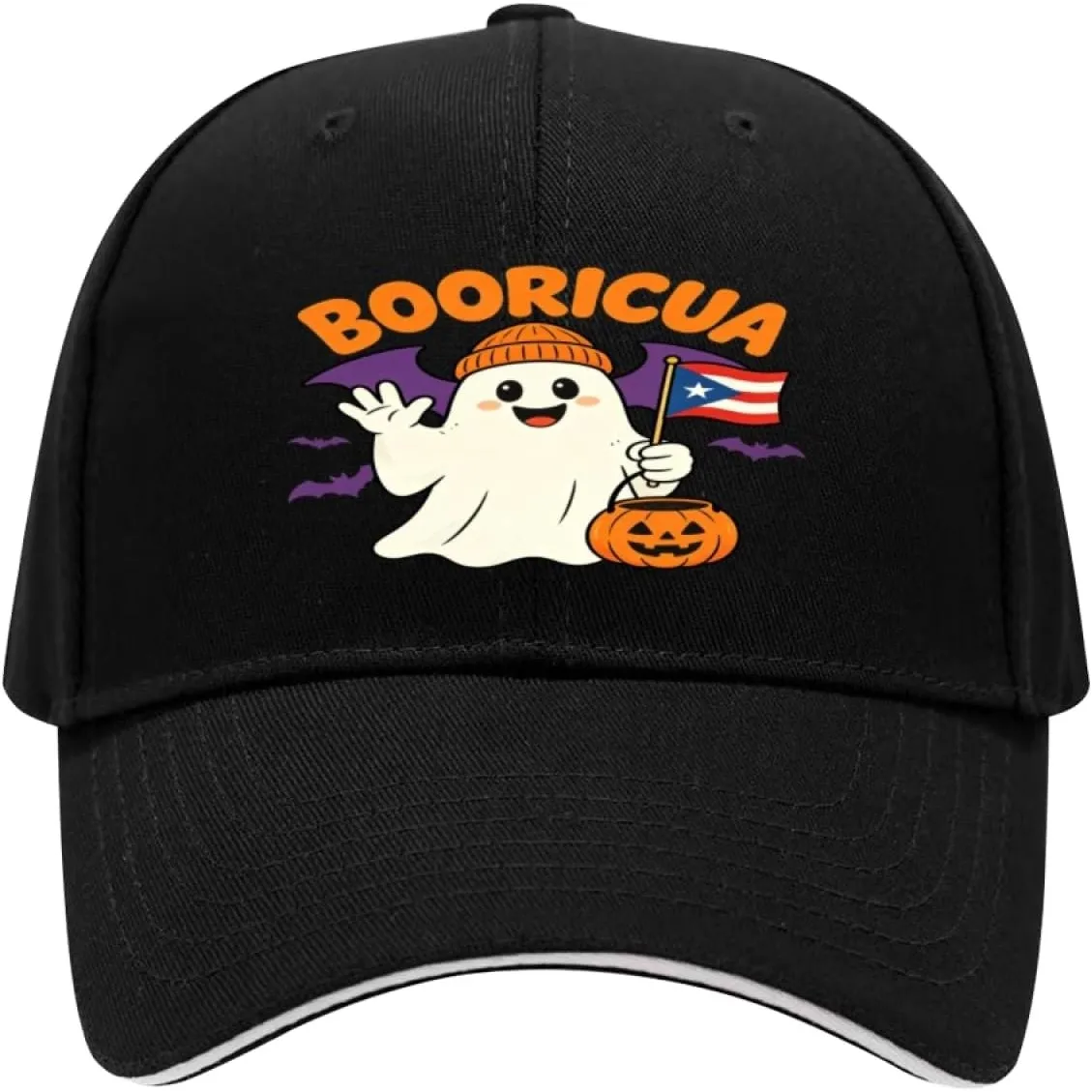 Booricua Puerto Rican Halloween Ghost Sandwich Baseball Cap for Women