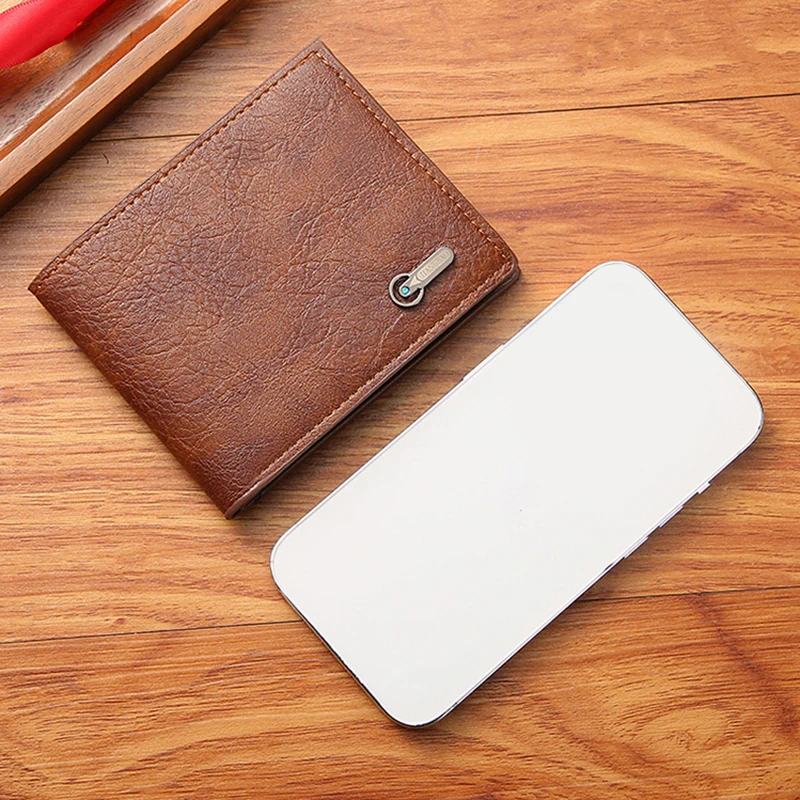 Vintage PU Leather Wallet Men Simple Short Wallets ID Cards Holder Money Change Pouch Large Capacity Purse