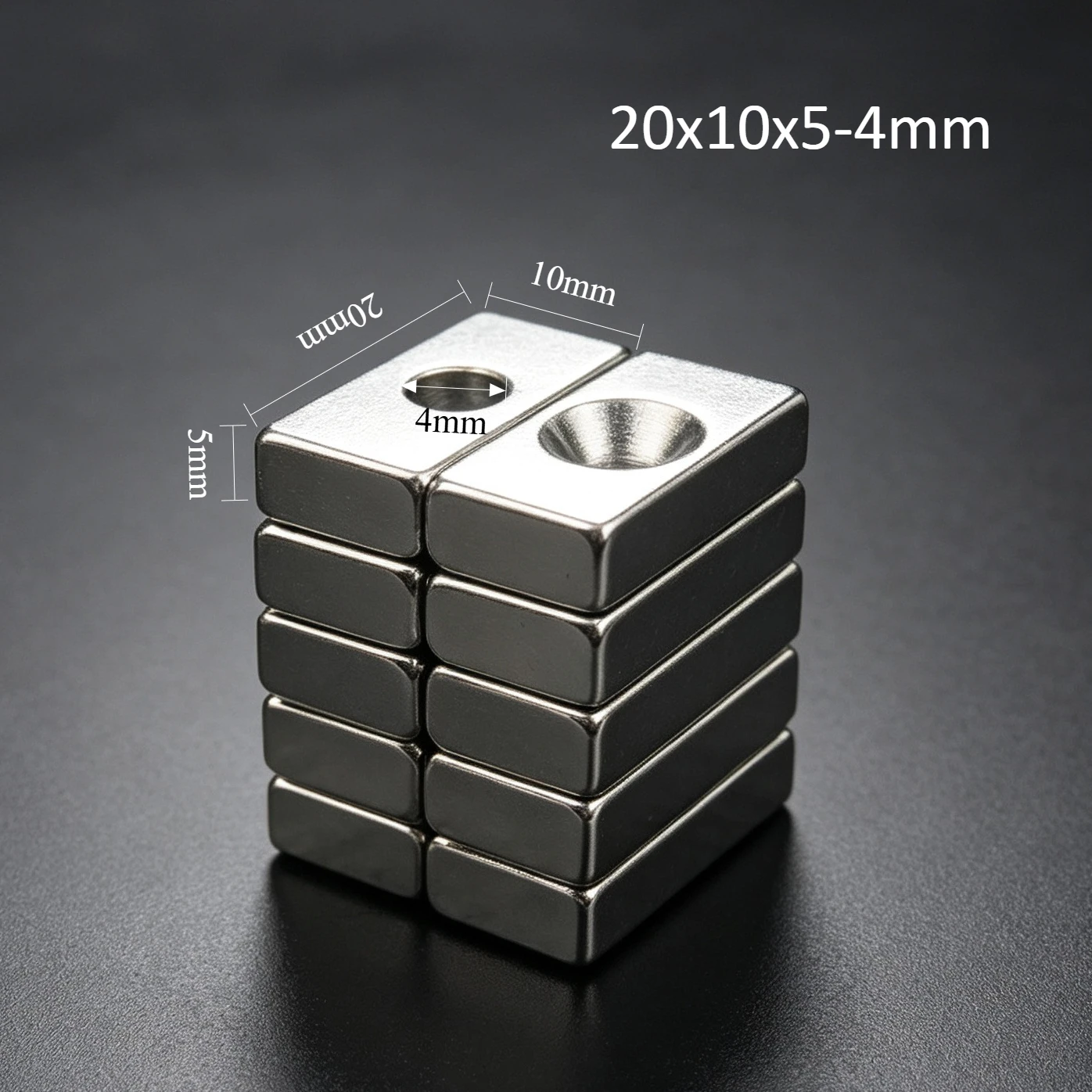20x10x5-4mm Powerful Block Magnet 20x10x5mm Two Hole 5mm  For Home Refrigerators, Offices DIY 25*10*5-4mm