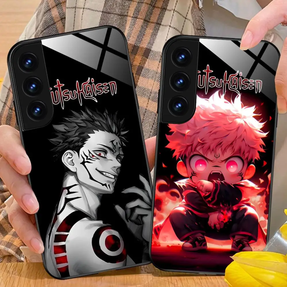 

Чехол для мобильного телефона Jujutsu Kaisen Sukuna для Samsung Galaxy A56 55 54 53 52 51 36 35 34 23 16 15 5G, роскошный стеклянный чехол для смартфона