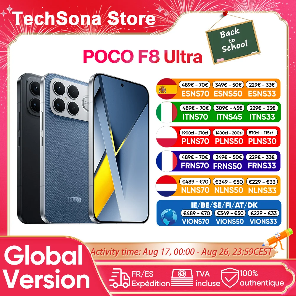 POCO F8 Ultra 5G Globale Version Smartphone Snapdragon ®   8 Elite Gen 5 6,9-Zoll AMOLED-Display mit Augenschutzfunktion, 100W HyperCharge, 6500mAh, NFC