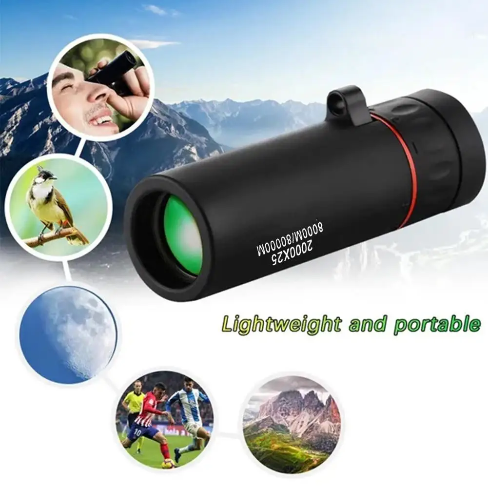 Outdoor 2000x25 HD Monocular Telescope Mini Portable Birdwatching Hunting Phone Holder Telescopes Telescope With Mobile Cam U9Q6