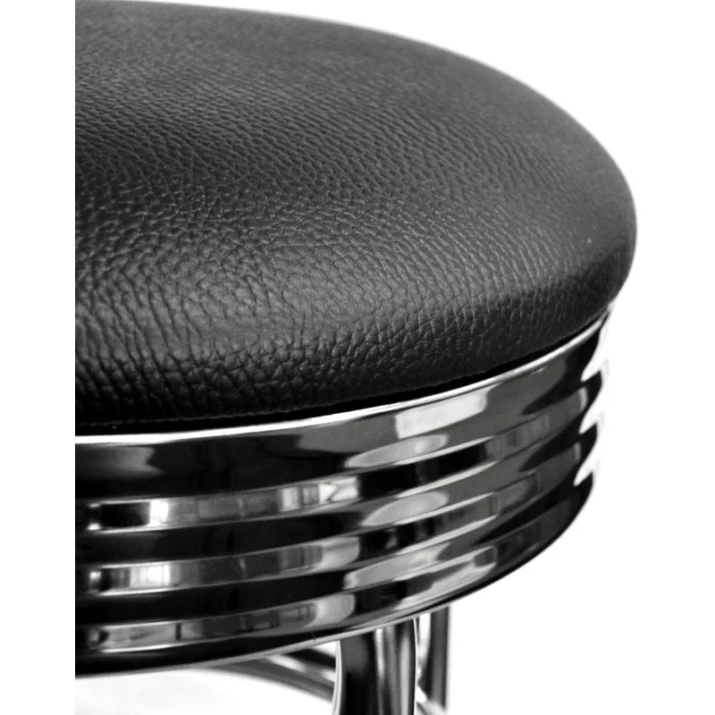 Banco de bar giratório cromado, 29 polegadas, preto, pacote com 1