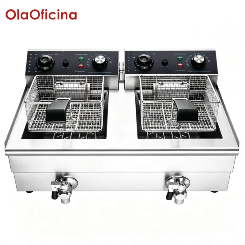 Double Tank Electric Fryer 26L Dual Thermostat High Efficiency Commercial Kitchen Equipment for Medium Restaurants Bakeries