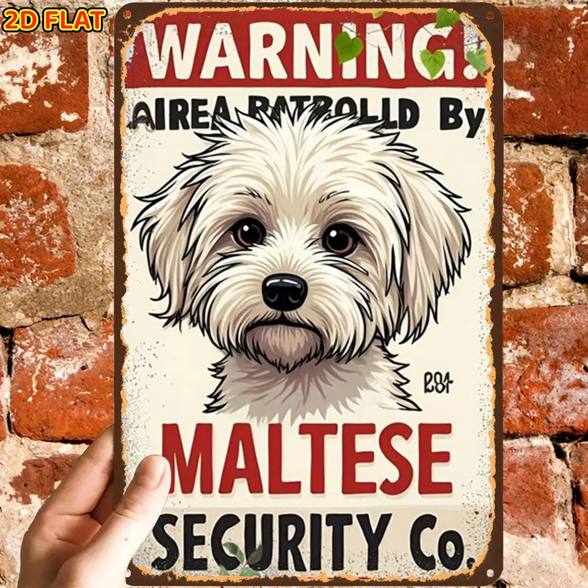 Maltese Dog Security Warning Tin Sign - Vintage Durable Metal Plaque Wall Decor, Home Office Bar Man Cave Wall Art
