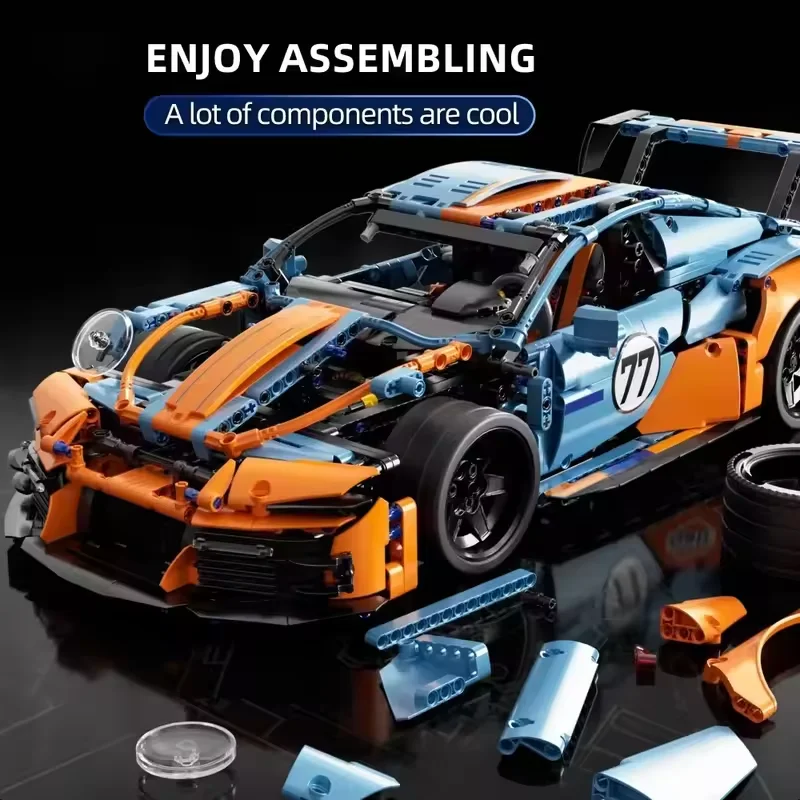 975PCS 1:14 FAI DA TE Super Auto Da Corsa Modello Building Block Mattoni Giocattolo Per Il Ritorno a Scuola Costruzione Creativa Regali di Festa di Compleanno