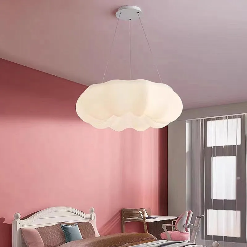 Imagem -06 - Lustre Led Cloud para Quarto das Crianças Quente Moderno Sala de Jantar Simples Sala de Estar Abóbora Menina Vento Creme Candeeiros de Teto