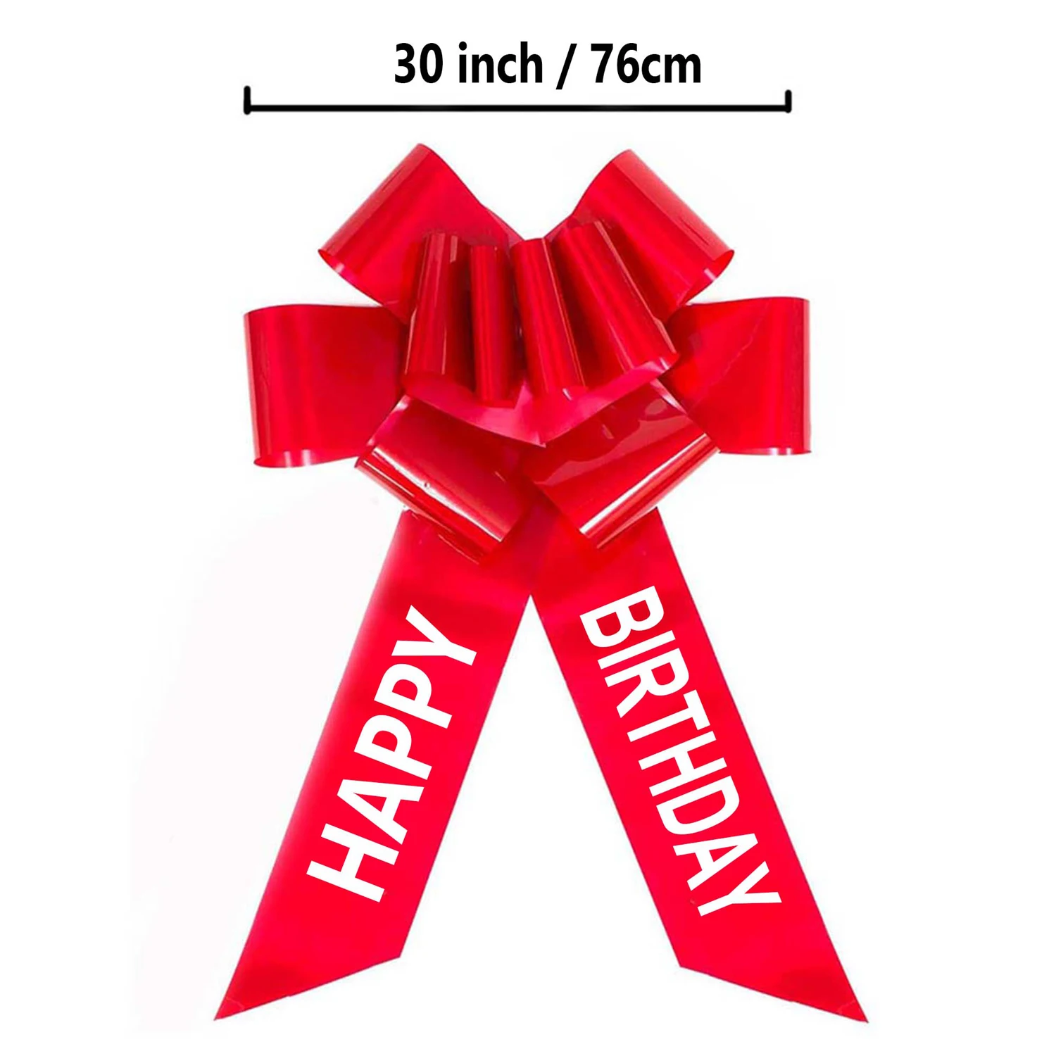 Large 30 Inch Happy Birthday Car Bow Giant Pull String Flower Bow for Gift Packaging Theme Car Show Party Decoration
