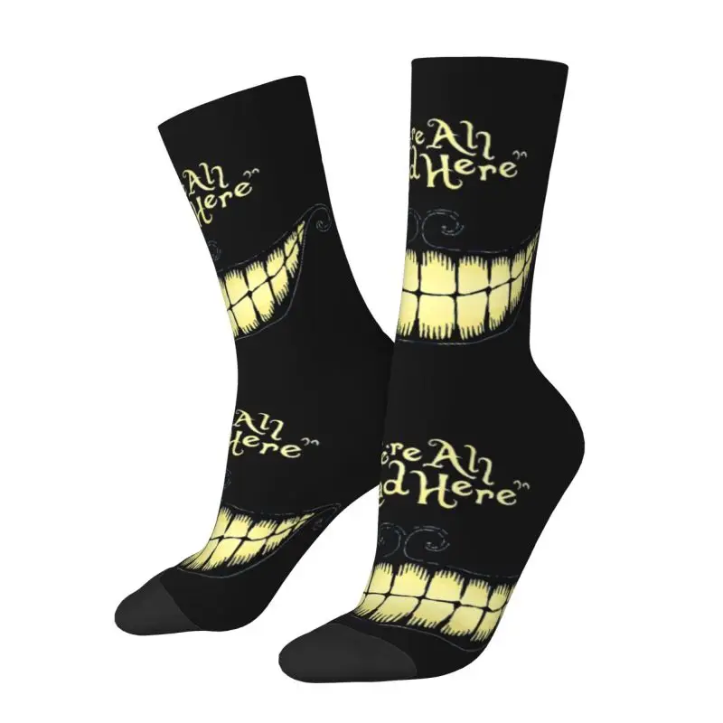 Fun Men's Were Ah Made Here Tim Burton Smile Dress Socks Unisex Warm Breathbale 3D Printed Crew Socks