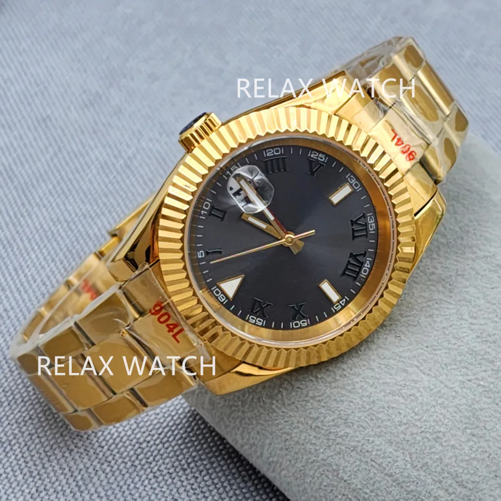 39MM Sapphire Glass PVD Gold Stainless Steel Watch Japanese NH35 Automatic Mechanical Movement