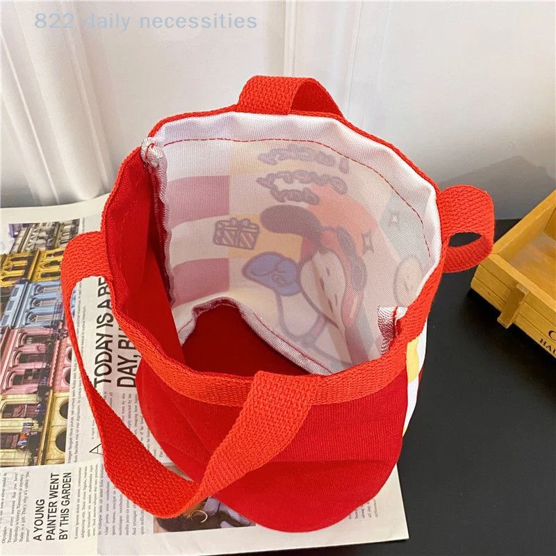 convenient1PC Casual Canvas Bucket Bag Tote Women Handbags Cartoon Print Lunch Bag Shopper Bag School Bag