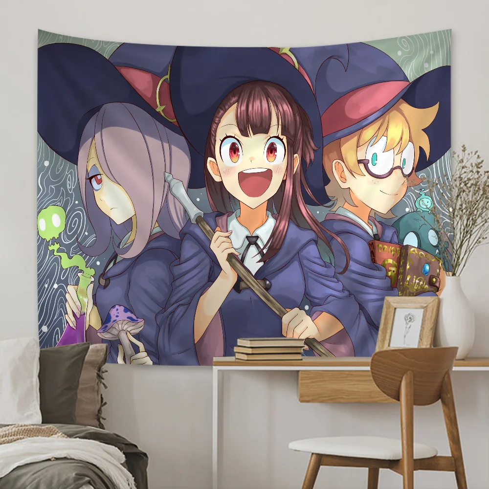 Anime Little W-Witch Academia Anime Tapestry Hippie Flower Wall Carpets Dorm Decor Wall Hanging Home Decor