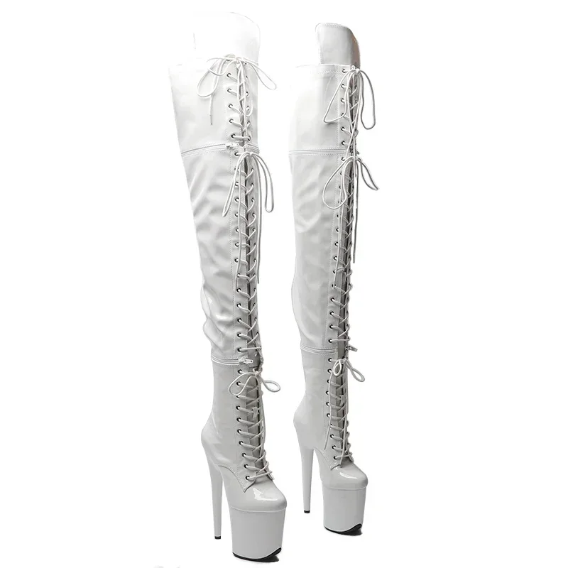 Leecabe 20CM/8Inch Patent Upper Zipper split boots Women New Design Three ways wear boots Extreme High Heel Detachable boots