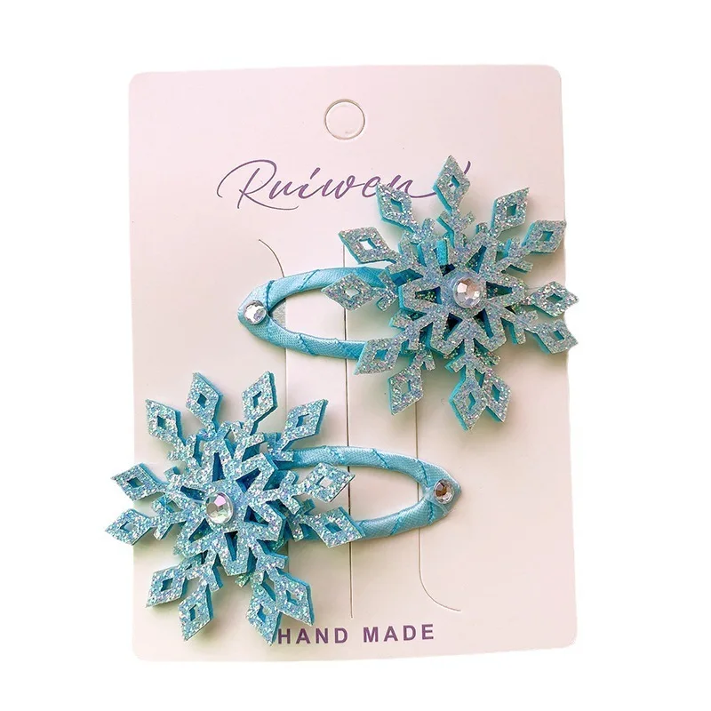 

2PCS New Princess Snowflake Hairpins Children Lovely Headwear Hairgrip Hair Clips Barrettes Hair Accessories For Girls