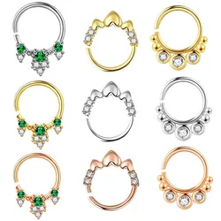 Juego de anillos de Nariz de acero inoxidable en forma de C, Piercing de nariz de cristal, aro Tragus, hueso del oído, perno prisionero, tabique, joyería corporal