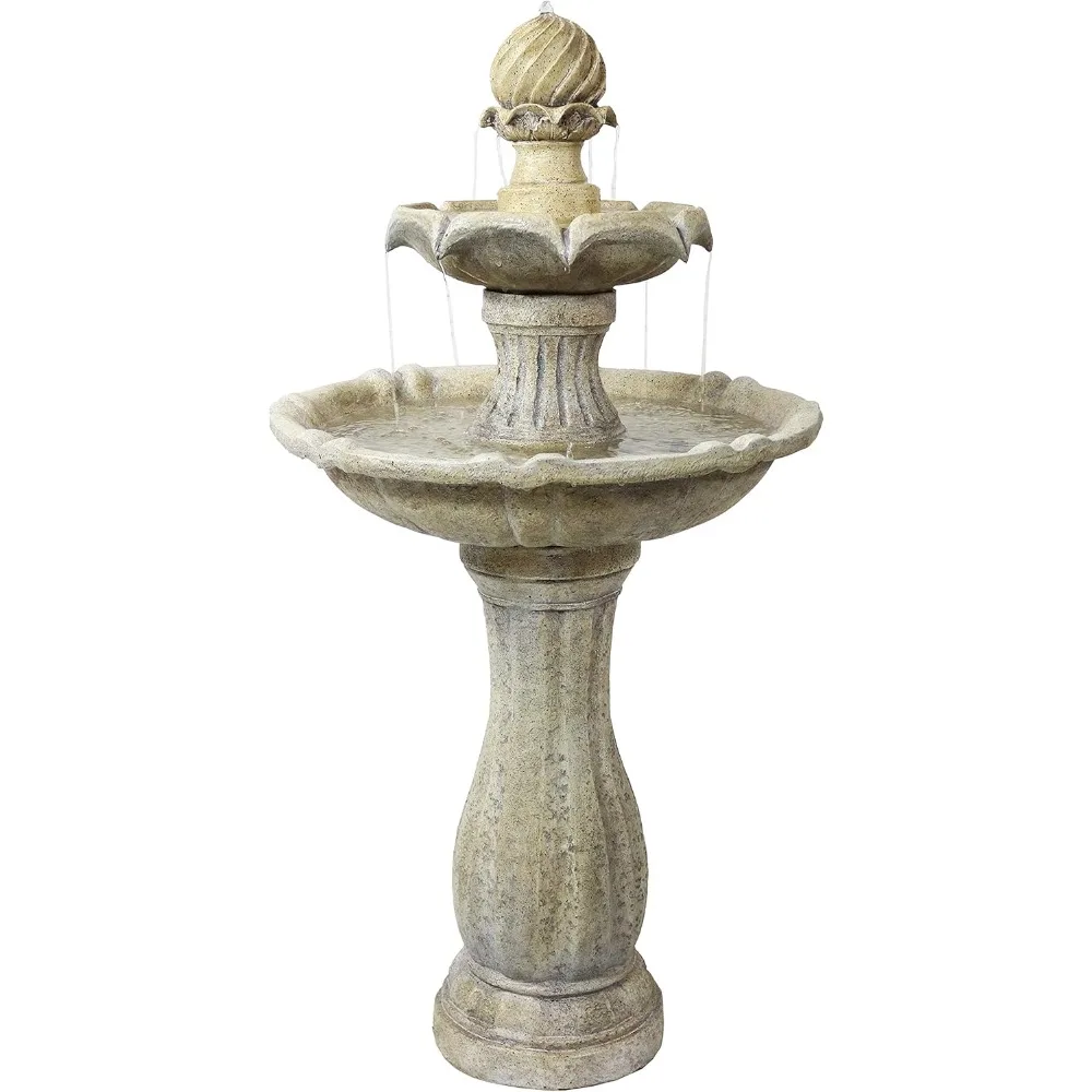 

45-Inch 2-Tier Arcade Outdoor Solar Water Fountain - Outdoor Water Feature with LED Light for Garden, Patio, Yard or Balcony -