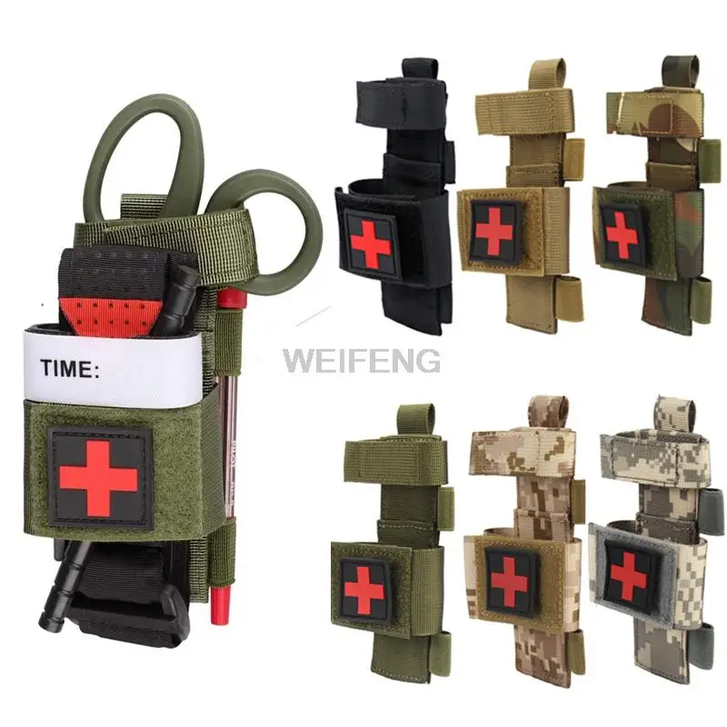 Tactical Molle Tourniquet Holder First Aid Kit Pouch Medical EDC Pouch Emergency Waist Pack Shear Bag Flashlight Holder