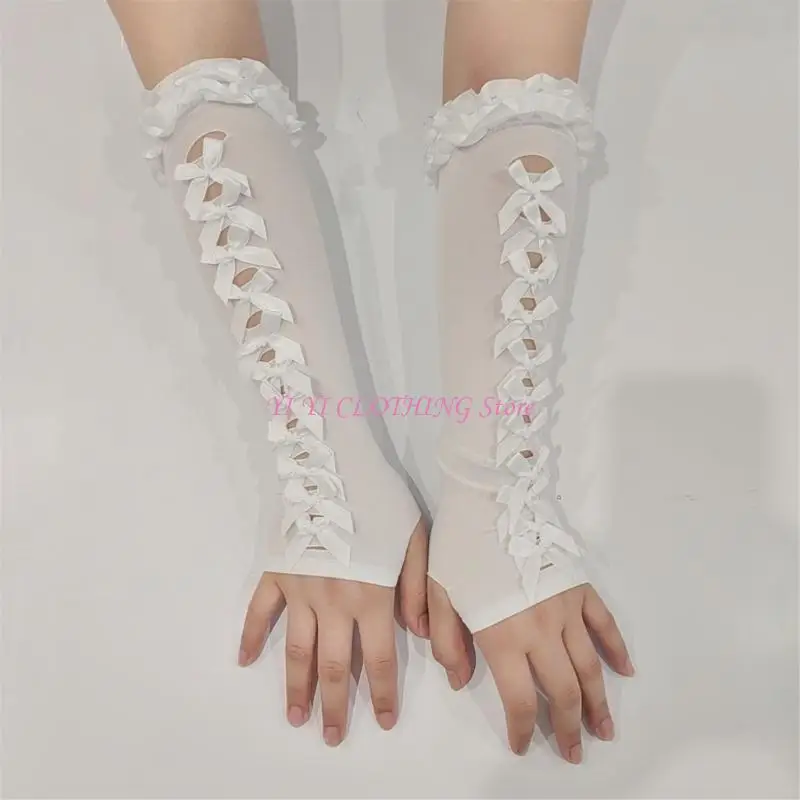 N5KF tay áo thanh lịch thanh lịch Bowknot Bảo vệ chống nắng cho hoạt động ngoài trời