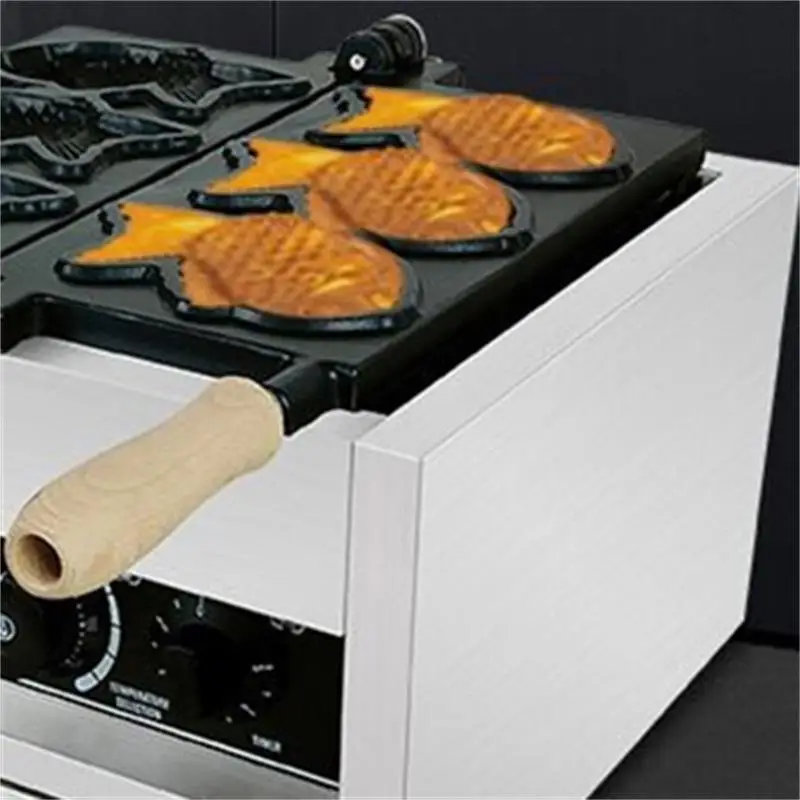 Commercial Taiyaki Maker Electric 3Pcs Fish Shape Waffle Making Machine For Stainless Steel Fish Waffle Maker