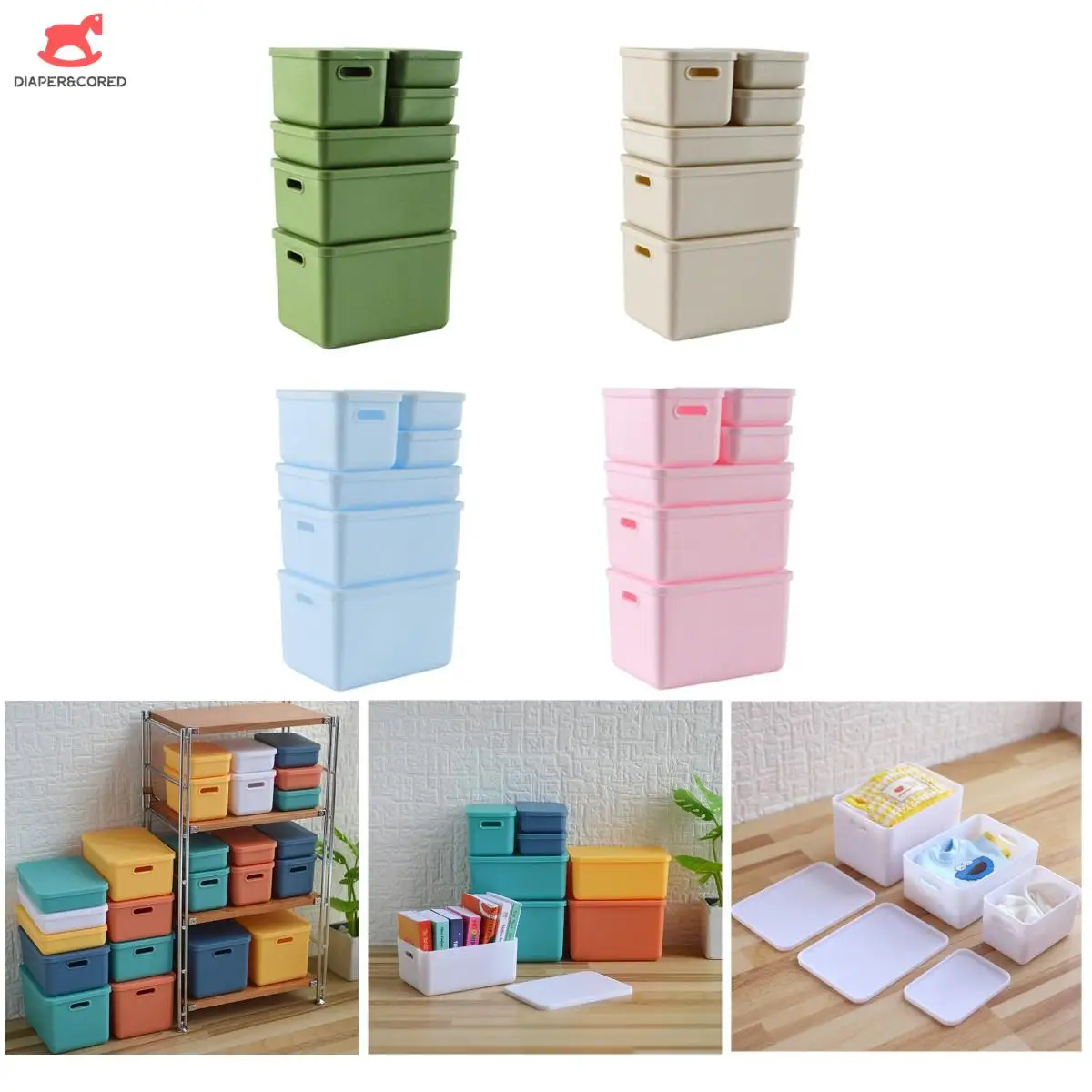 

Multicolor 1set Dollhouse Miniature Storage Container Case Mini Plastic Storage Box With Lid Furniture Doll House Accessories