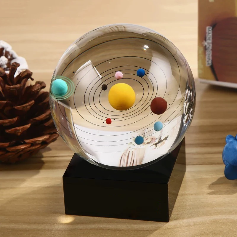 Hot Sell Fengshui Ball Solar System Planet Crystal Ball Glass Sphere Planet Global Home Decoration Souvenirs Gifts