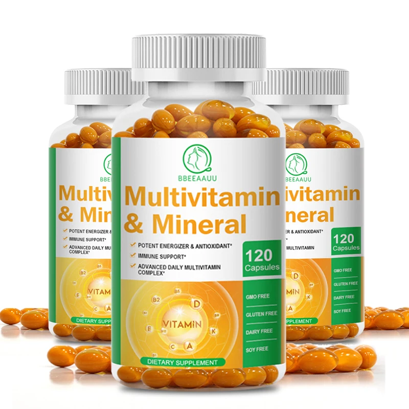 BBEEAAUU Vitamin and Mineral Complex Capsules Daily Nutritional Supplements for Immune Health Help Digestion Vegetarian