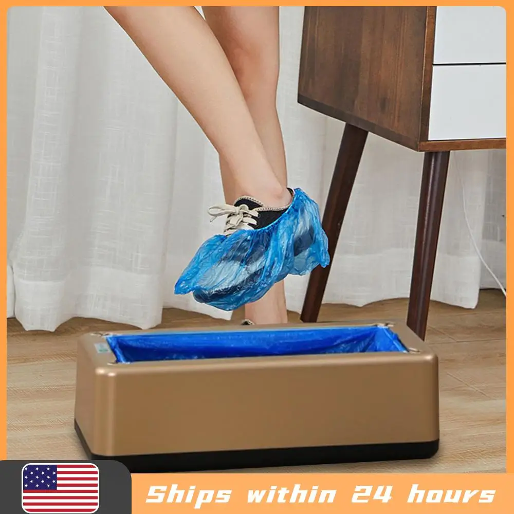 

Автоматический диспенсер для бахил с 100 одноразовыми бахилами, машина для нанесения пленки на обувь без рук, с Т-образной застежкой, для использования в помещении при дожде