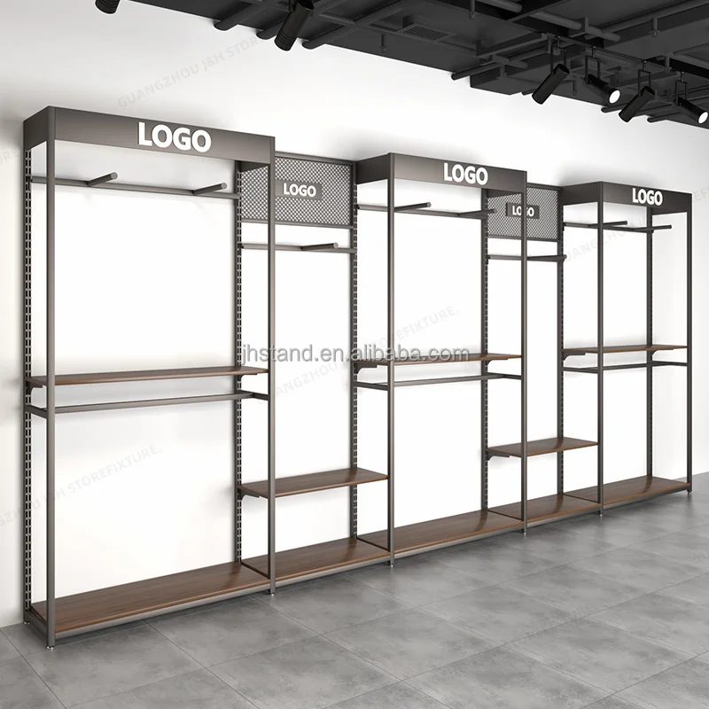 customized.Classic simple adjustable height showroom display stands male wood retail clothing furniture sporting shop interior d