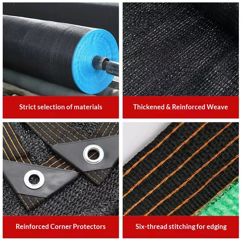 Shade Cloth Grommets High Sun Blocking Rate Breathable Outdoor Sun Shade Netting Reinforced Thickened Garden Patio Garage