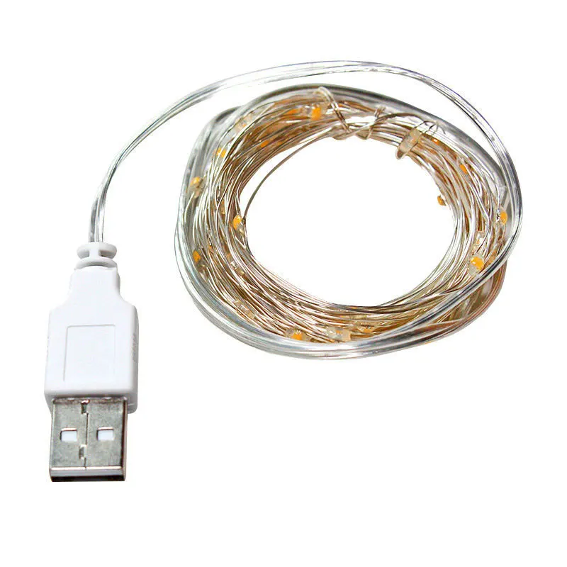 SanjiCook-Guirxiété lumineuse LED en fil de cuivre USB, étanche, éclairage de Noël, fête de mariage, vacances, décoration de la maison, nickel é, 2m-10m