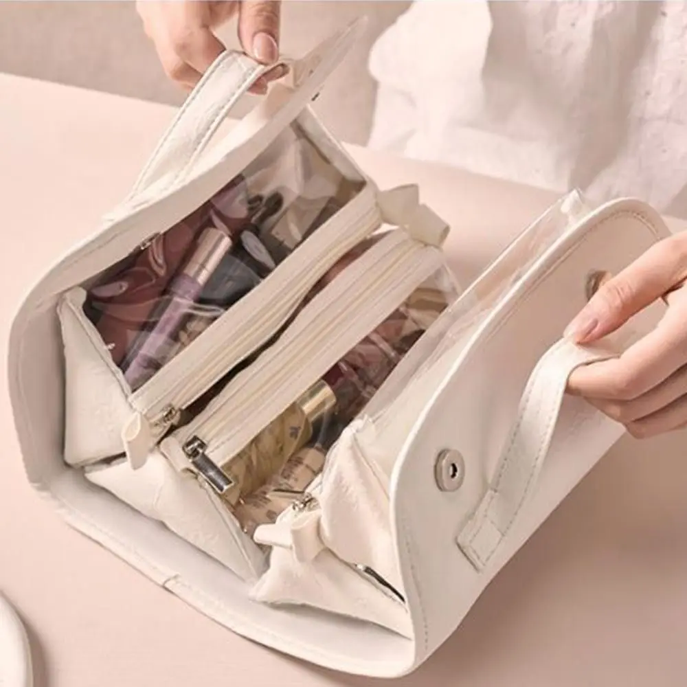 New Portable Cosmetic Bag Large Capacity 4in1 Travel Storage Handbag Removable Makeup Storage Tool Bag