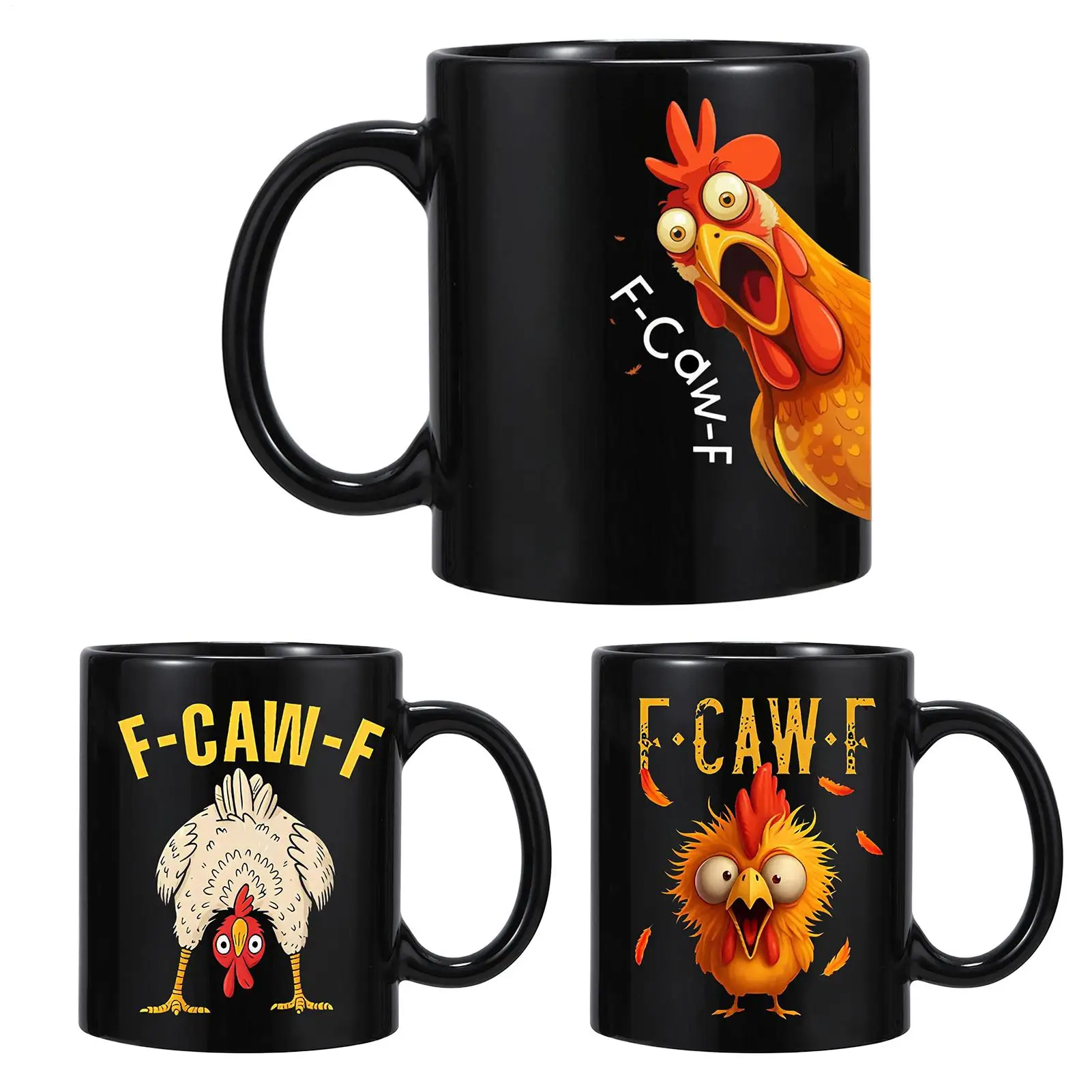 F-Caw-F Funny Chicken Coffee Cup Ceramic Breakfast Cup Novelty Rooster Coffee Mugs For Women Men Home Work Birthday Party