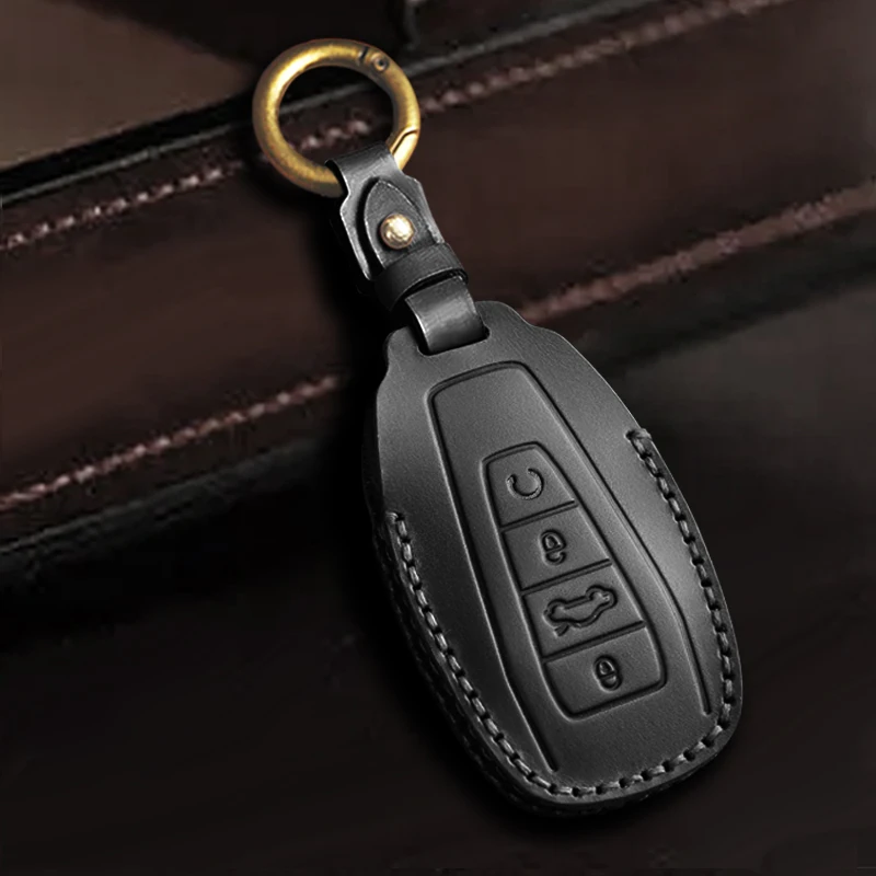 

Leather Car Key Fob Cover Shell for Geely Coolray X6 Emgrand Global Hawk GX7 Remote Protector Case Holder Keychain Accessories