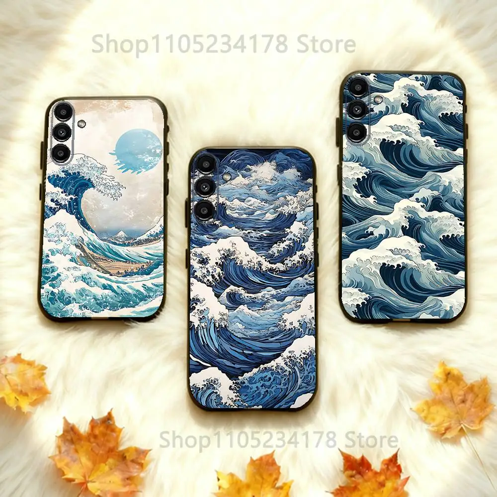 

Ukiyo-e Ocean Waves Creative For Samsung Galaxy A73,31,32,72,41,53,52,71,22,5G,Note,J7,8,9 Soft Black Phone Case